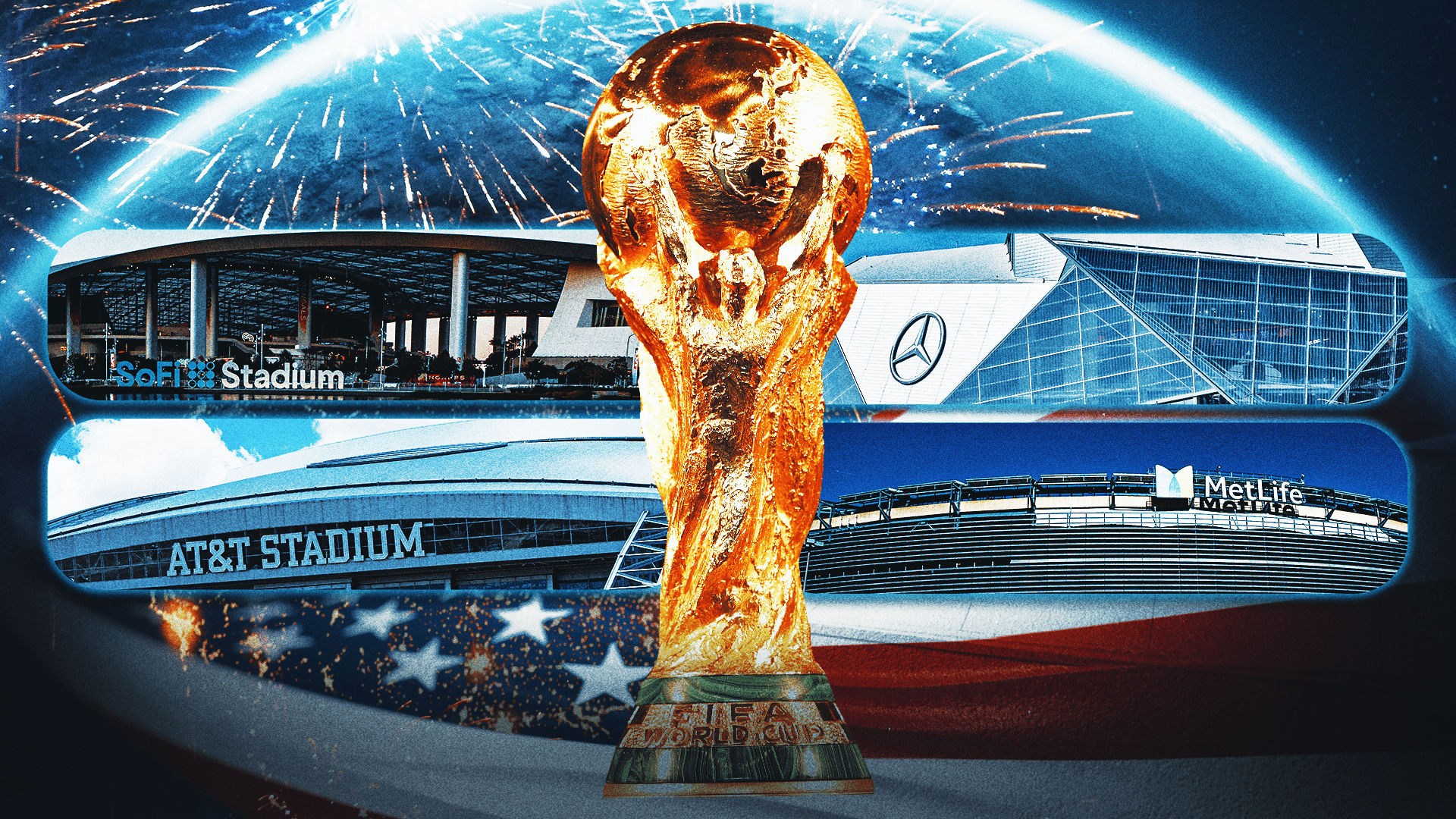 Dynamic graphic of a packed 2026 FIFA World Cup soccer stadium with blockchain chains, crypto tokens, and decentralized betting platforms like Azuro Protocol, SX Network, Polymarket, BetDEX, Thales Market, Augur, Zeitgeist overlaid for on-chain soccer betting