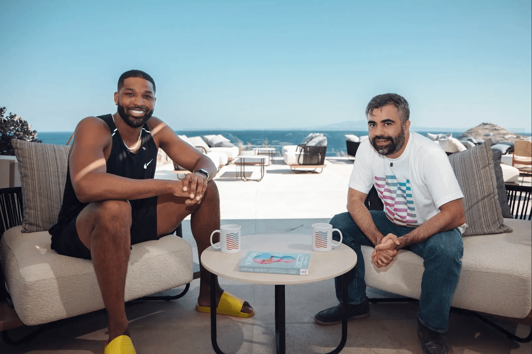 Tristan Thompson courtside at an NBA game representing his transition from basketball player to Web3 innovator with basketball.fun on the Somnia blockchain